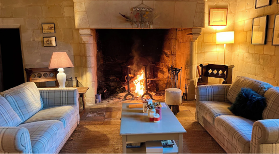 The salon fireplace